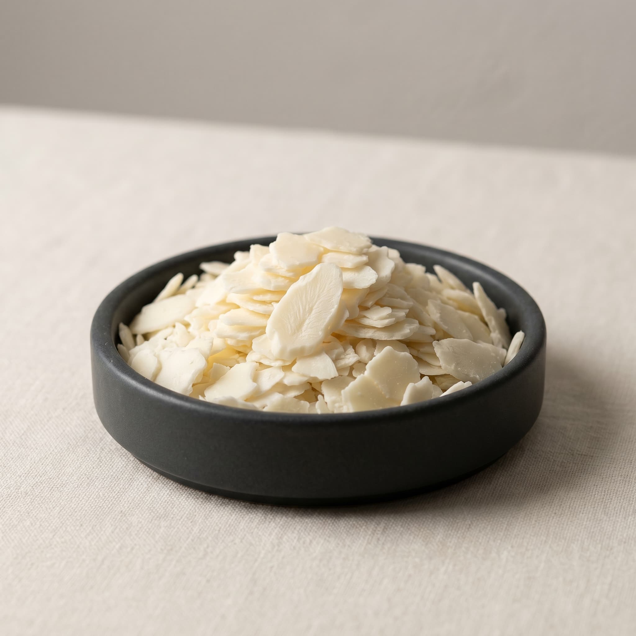 Close-up of natural soy wax flakes